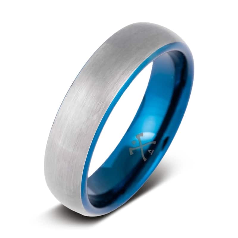 Manly Bands THE MODEL Tungsten Blue Plated 6mm Satin Band