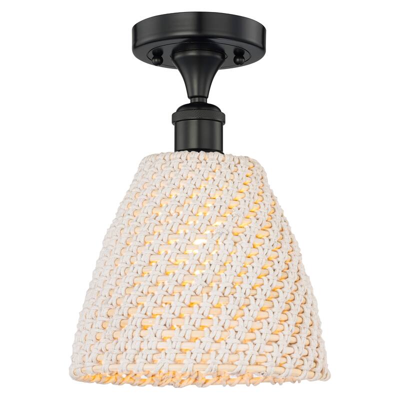 Innovations Lighting Endless Possibilities Edison - Bristol Natural - 1 Light 9" Semi-Flush Mount - Matte Black