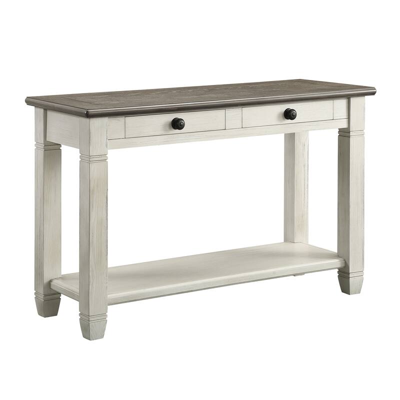 1pc Sofa Table with 2 Drawers Bottom Shelf Wooden