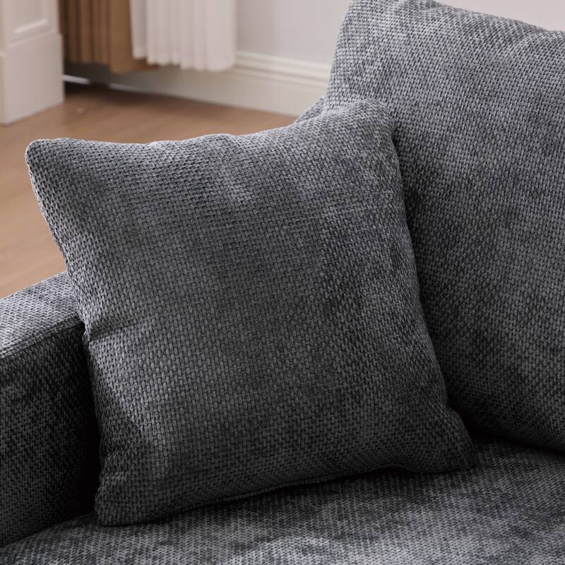 45.3"W Modern Chenille Leisure Chair, Reading ArmChair with 3 Pillows