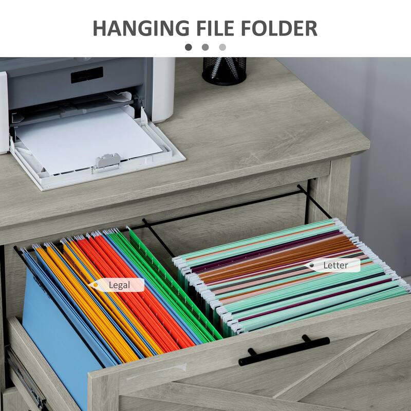 HOMCOM Retro Wooden 2-Drawer Lateral File Chest Cabinet Pedestal for Document Storage for Home Office