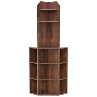 Costway 6-Tier Corner Shelf 63" Tall Corner Bookshelf with 2 USB Ports - See Details