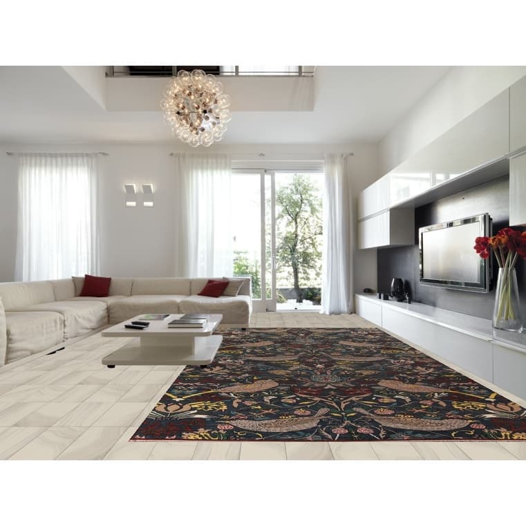 Animals Design Blue Ziegler Large Area Rug Hand-Knotted Wool Carpet - 10'2"x 19'5"