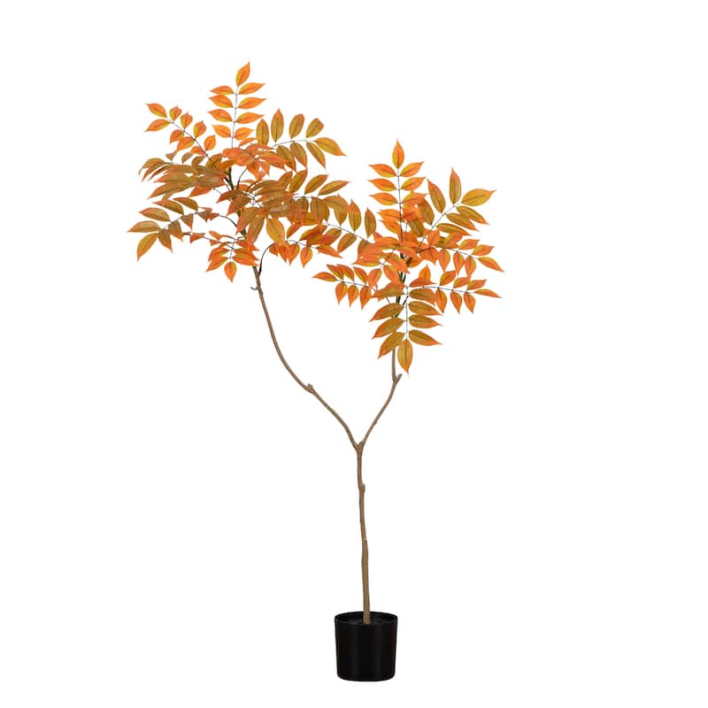 Potted Artificial Sumac Tree - 4' - Orange