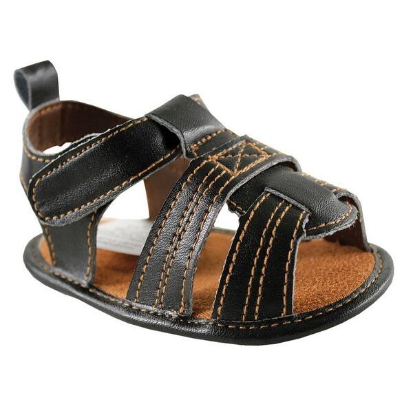 slide 1 of 1, Luvable Friends Baby Boy Crib Shoes, Black Casual 0-6 Months - Black Casual