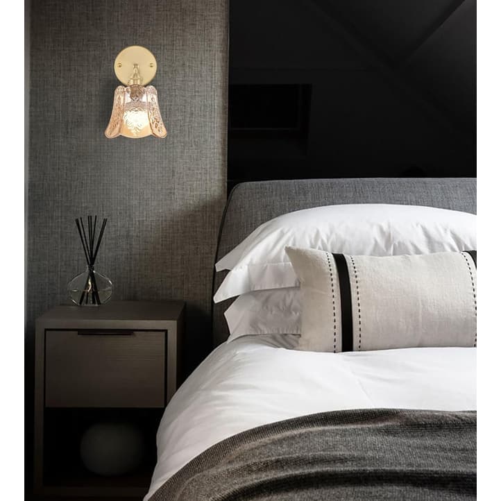 2 Pack wall sconces Rose Amber wall lighting glass, metal bedroom wall lighting