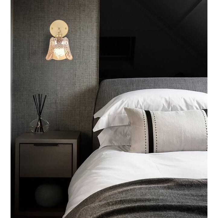 2 Pack wall sconces Rose Amber wall lighting glass, metal bedroom wall lighting