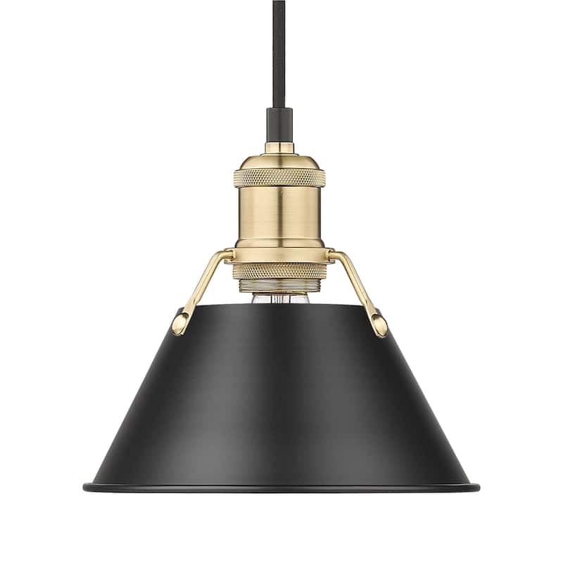 Yep by Golden Lighting Orwell 1-light 8in Pendant in Brushed Champagne Brass and Matte Black shade - Gold