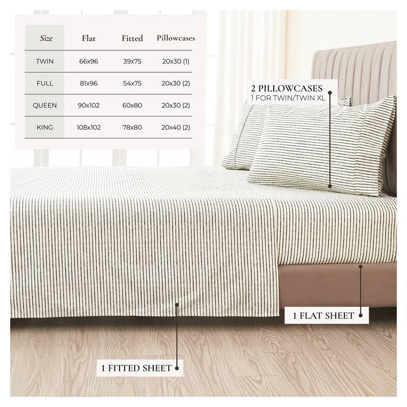 Linery & Co. Ultra-Soft Striped Brushed Microfiber Sheet Set