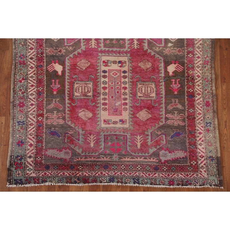 Meshkin Persian Vintage Runner Rug Hand-knotted Wool Carpet - 4'4" x 10'3"