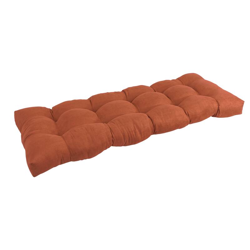 Solid Microsuede Tufted Indoor Bench Cushion (Multiple widths from 42 to 60 inch) - 46" wide - Spice