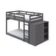 preview thumbnail 8 of 7, Gray Twin over Twin Size Solid Wood Bunk Bed with Ladder, Cabinet and Fence for Kids, Boys and Girls, Bedroom