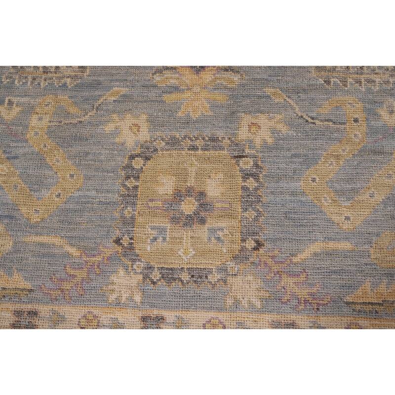Light Blue Vegetable Dye Oushak Area Rug Hand-Knotted Wool Carpet - 8'3" x 10'2"
