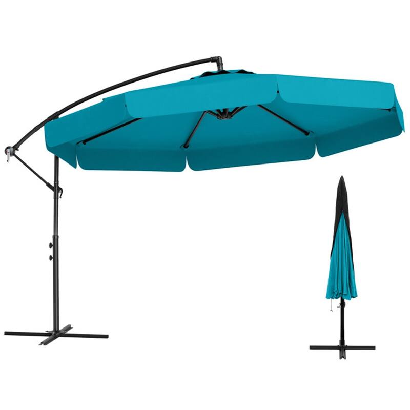 10ft Patio Cantilever Umbrella with Crank Handle and Adjustable Tilt Protective Cover Included