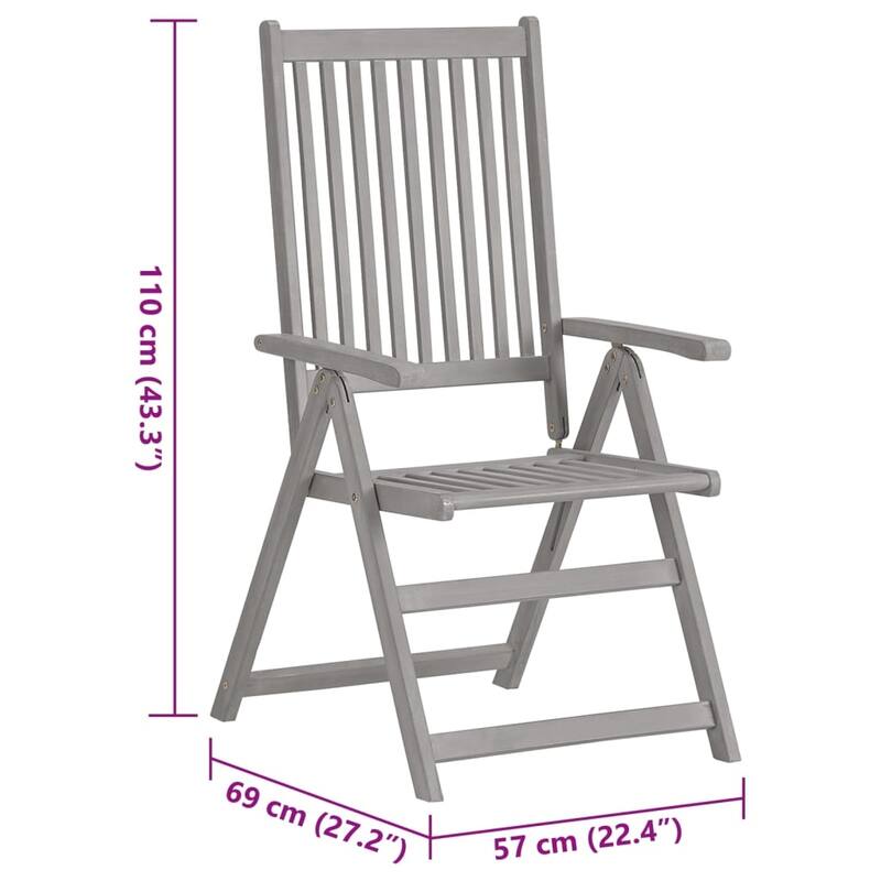 vidaXL Outdoor Recliner Chairs Patio Chair with Cushions Solid Wood Acacia