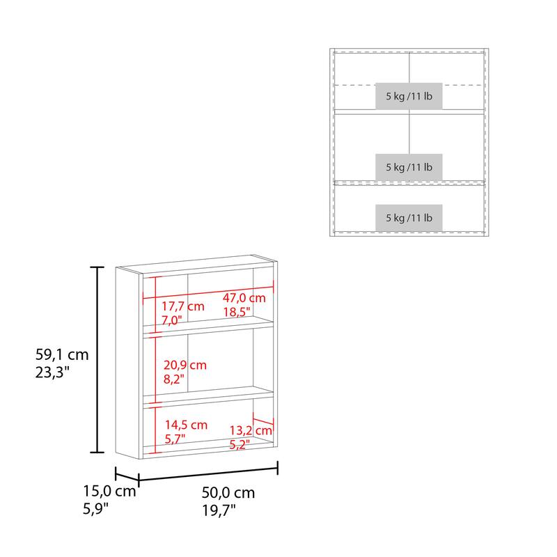 23" High White Double Door Medicine Cabinet with Three Adjustable Shelves and Open Shelf, Compact Bathroom Storage Solution