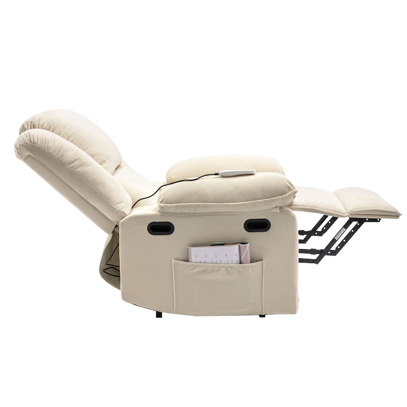 Power Lift Recliner Chair with Massage & Heating Function, Ergonomic Single Lounge Sofa, Recliner Chair with Side Pockets