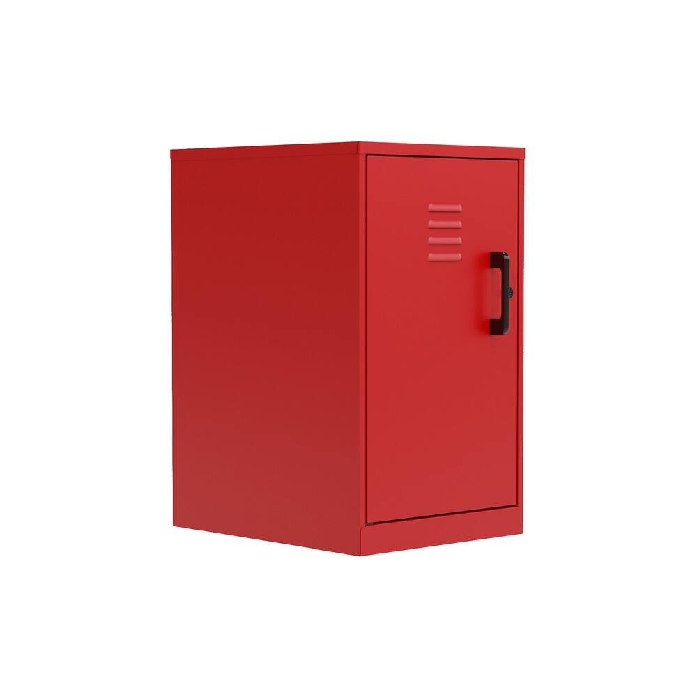 Space Solutions 24.5 inch High 2 Shelf Mini Storage Locker Cabinet, Welded Metal, Fully Assembled, Vented Door, Lava Red