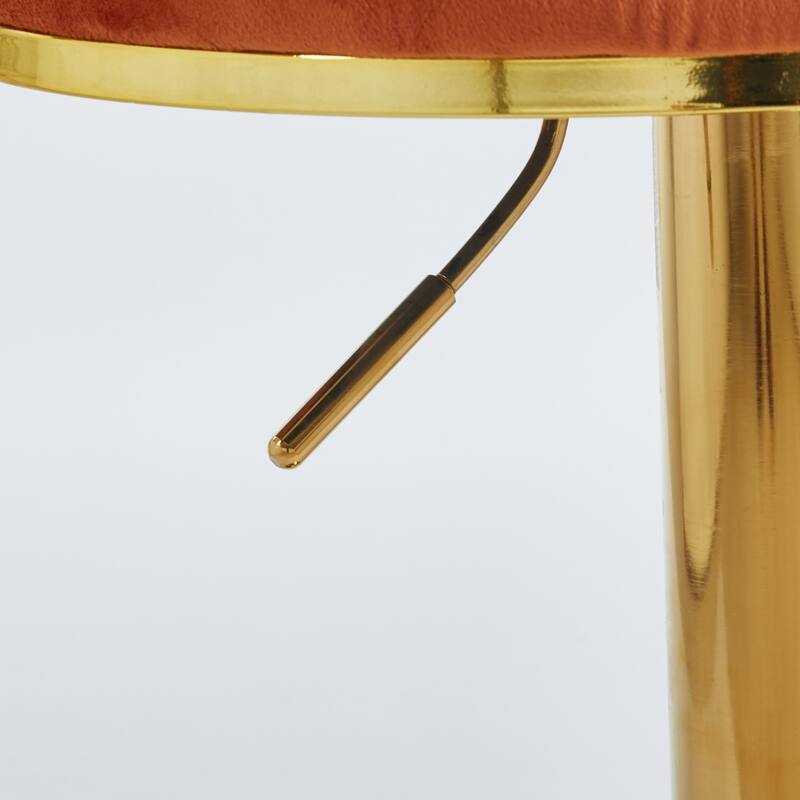 Set of 2 Modern Bar Chairs with Gold Iron Legs, Soft Cushions & Comfortable Backrest, Upholstered Barstool for Cafe & Dining