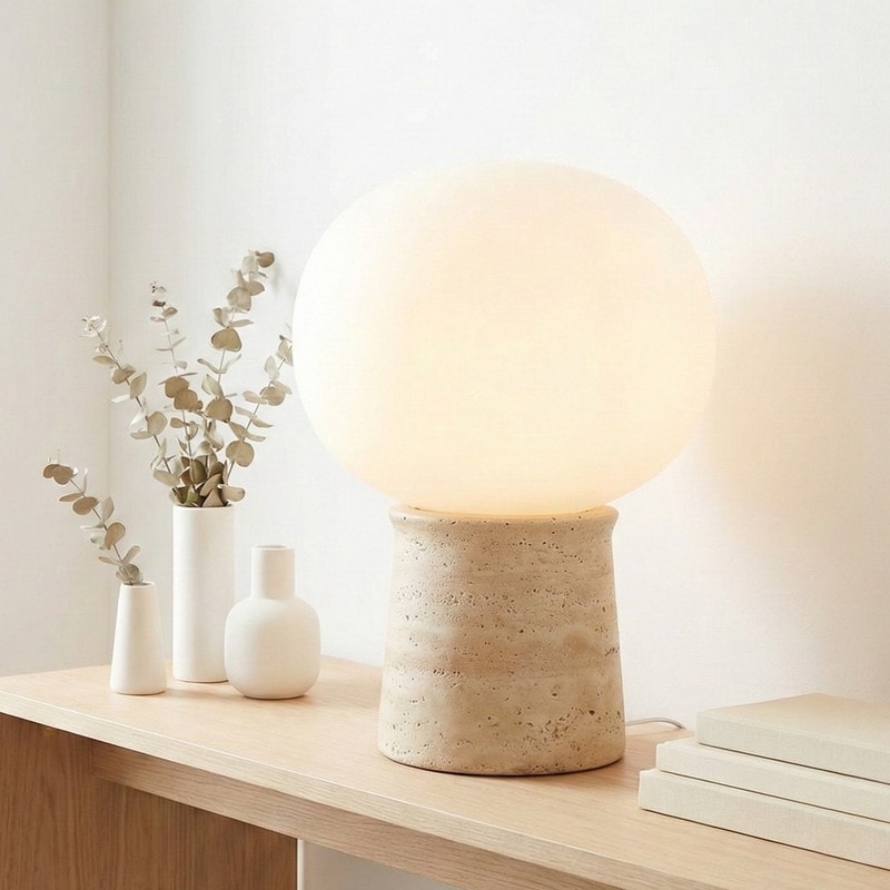 Brightech Neptune 12 in. Mid-Century Modern Gradient Dimmable Integrated LED Bedside Table Lamp