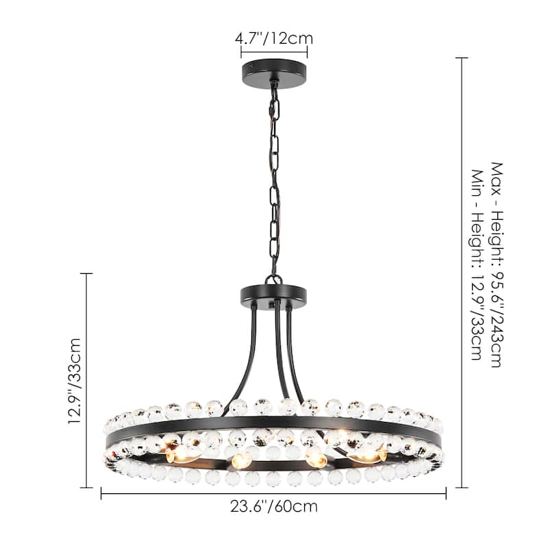 9-Light Modern Glam Round Traditional Crystal Chandelier, Flush Mount or chandelier Installation