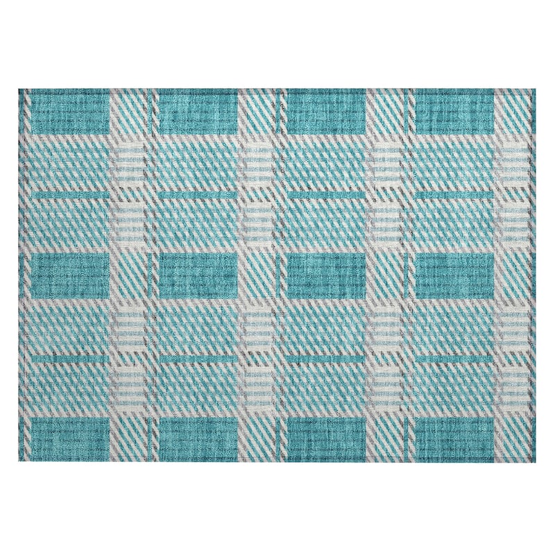 Machine Washable Indoor/ Outdoor Geometric Stripe Chantille Rug