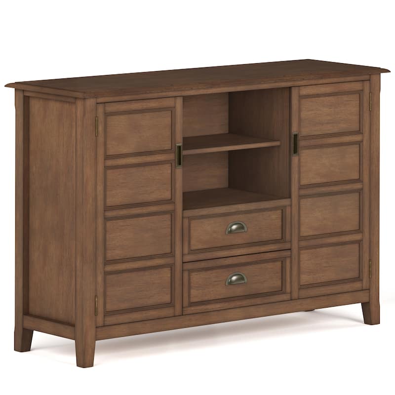 WYNDENHALL Portland SOLID WOOD 54 inch Wide Transitional TV Media Stand For TVs up to 60 inches - 54"w x 17.5"d x 36" h