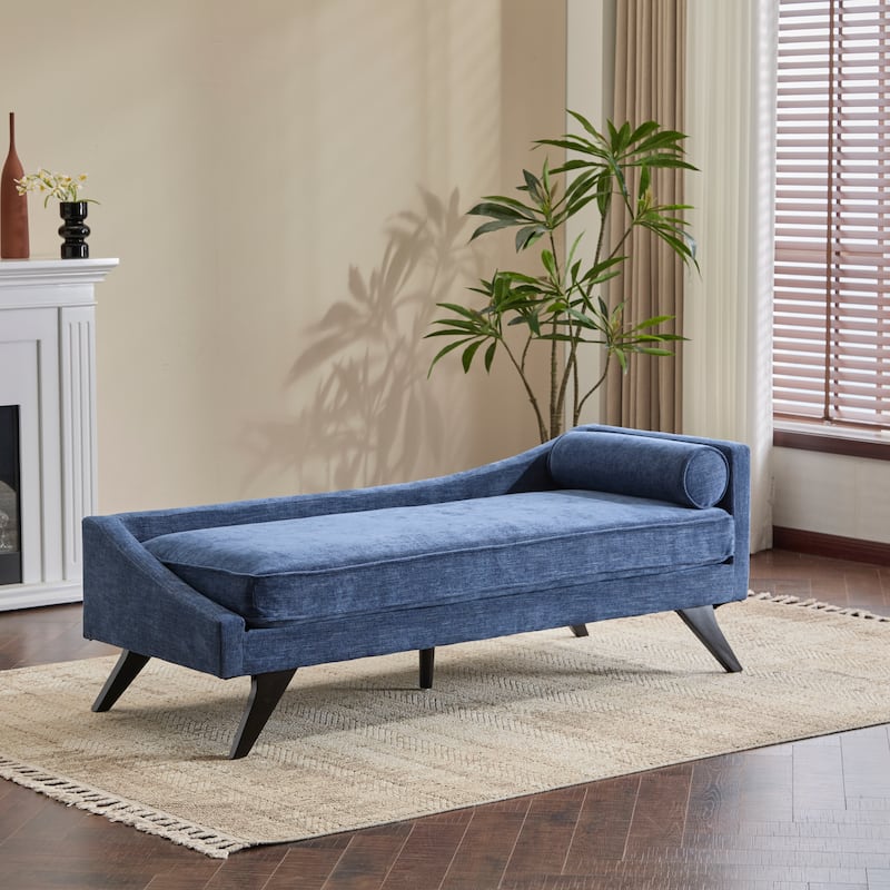 Cagle Mid-century Modern Chaise Lounge by Christopher Knight Home - 68.00" L x 27.50" W x 25.00" H - Navy Blue