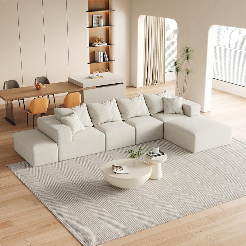 Living Room Modular Couch Chenille Upholstered Sectional Sofa Set