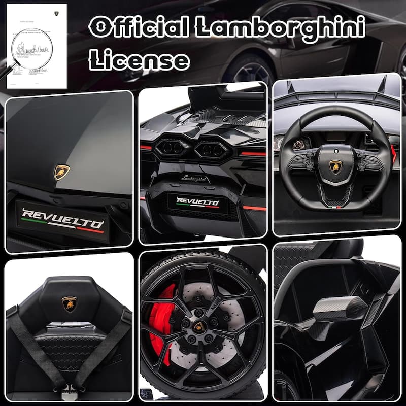 12V Kids Ride On Car, Licensed Lamborghini Revuelto Electric Car for Kids