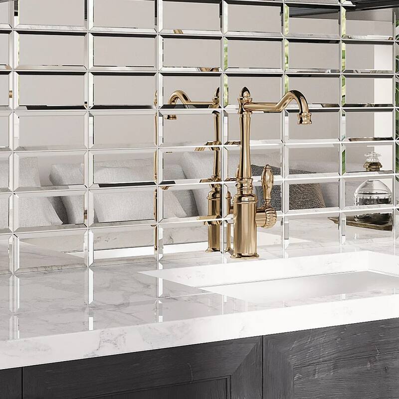 Apollo tile 3" x 6" Glister Polished Clear Silver Glass Tile (5 sq ft/case) - 40 Pack