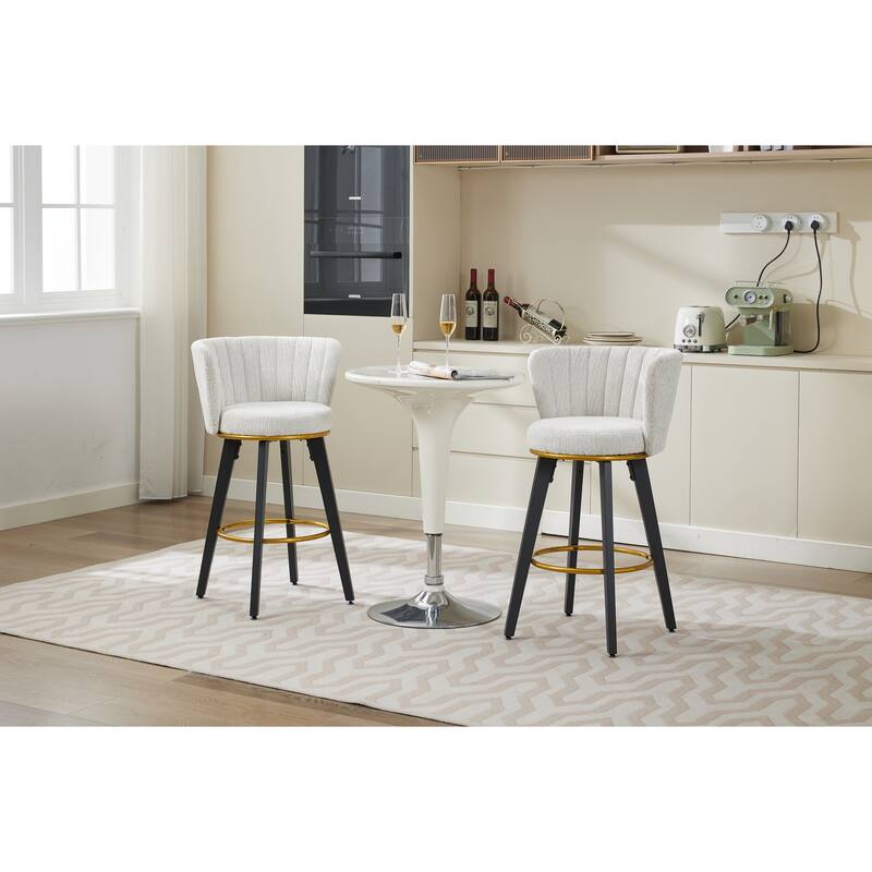 360° Swivel Barstools Counter Height Chairs Set of 2 with Padded Seat, Taper Shape Wood Legs and Metal Footrest