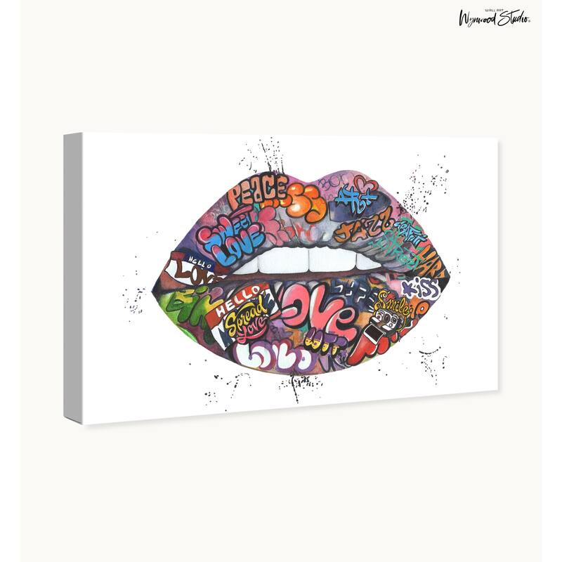 Wynwood Studio Canvas Fashion and Glam Comic Love Purple Modern & Contemporary Wall Art Canvas Print