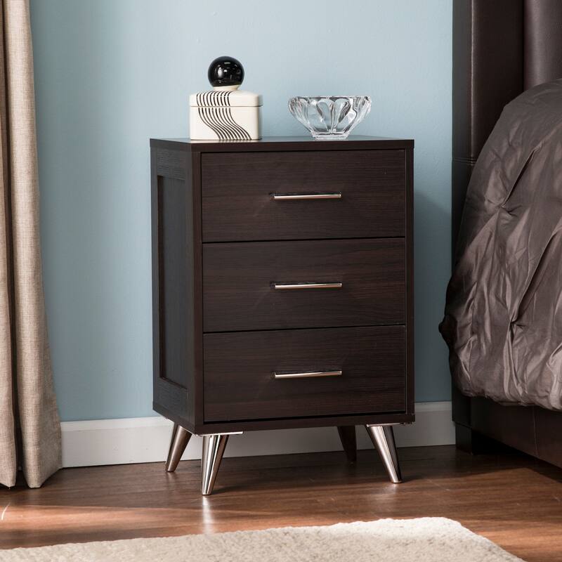 Sleek Modern Nightstand with Ample Drawer Storage - Espresso