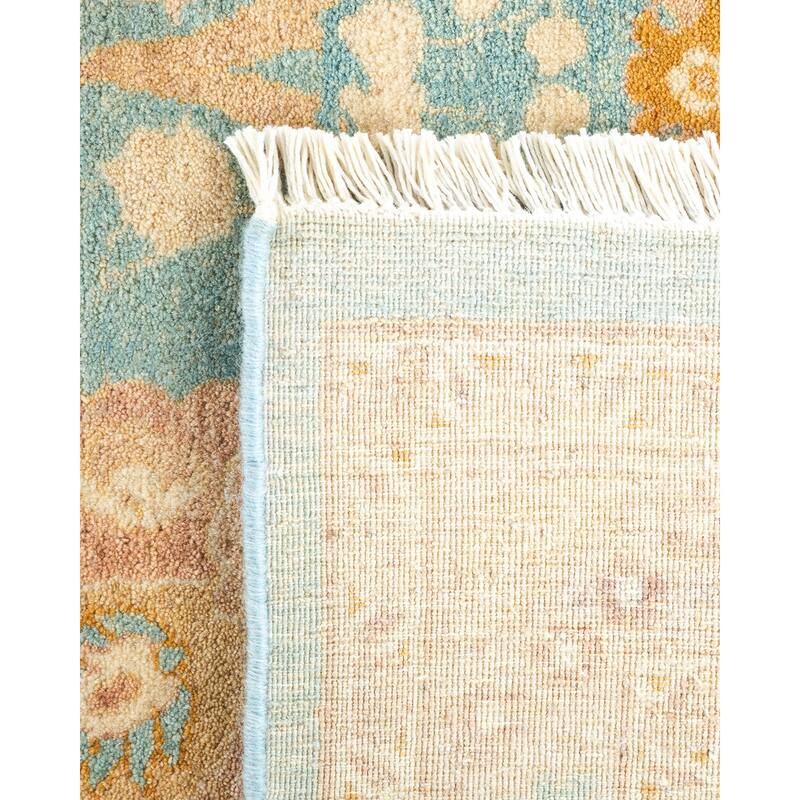Overton Hand Knotted Wool Traditional Oriental Light Blue Area Rug - 6' x 9'