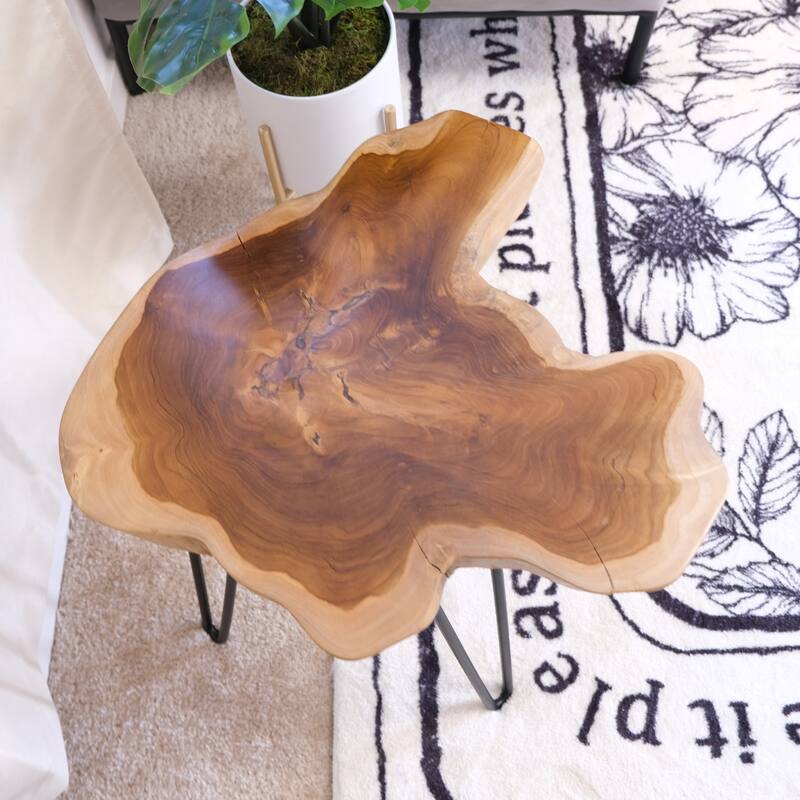 Greenage Solid Wood Teak Live Edge Natural Cut Coffee Table