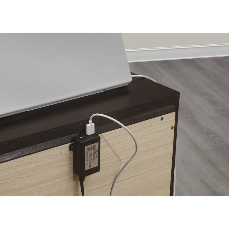 3-Drawers Nightstand with 2 USB Ports Transitional Bedroom Furniture 1pc Bedside Table Wooden