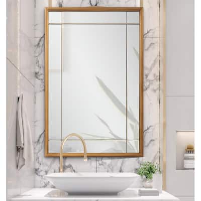 Allan Andrews Brass Metal French Panel Framed Vantiy and Wall Mirror - 36"H x 24"W