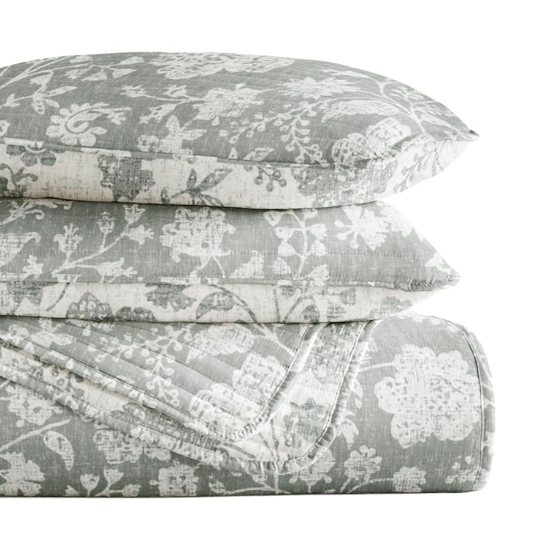 Becky Cameron All Season 3 Piece Textured Floral Reversible Quilt Set