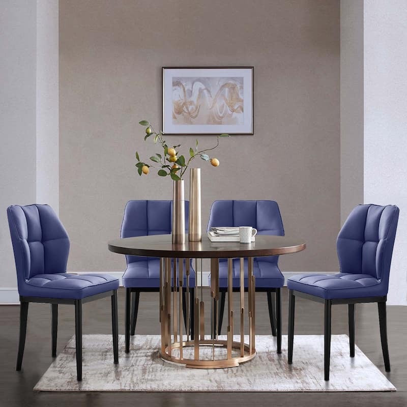 Checkered Faux Leather Upholstered Dining Chairs, Set of 2/4 - 33.7"H x 17.4"W x 17.4"D