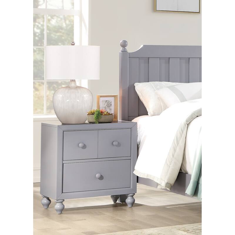 Transitional Gray Nightstand, Wooden Drawers Modern Bedroom Furniture - Gray