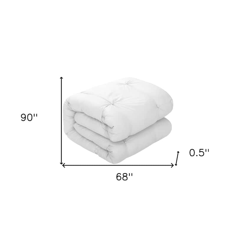 HomeRoots White Twin Polyester 180 Thread Count Washable Down Comforter Set