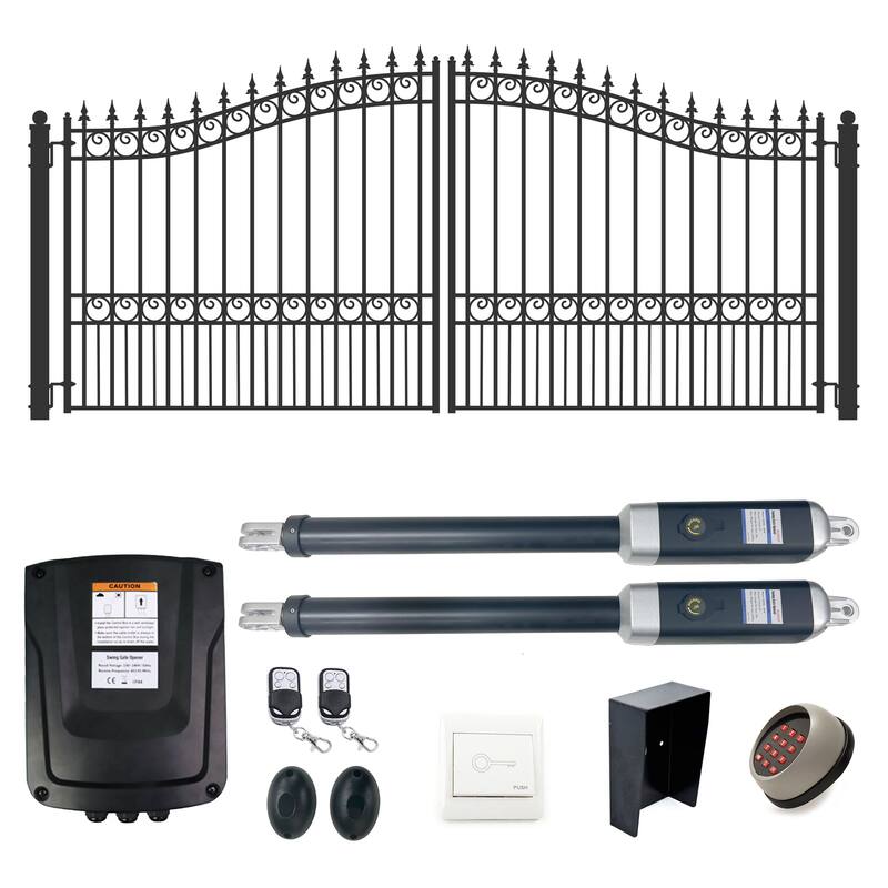 ALEKO Steel 18 ft Dual Swing London Style Driveway Gate with Gate Opener