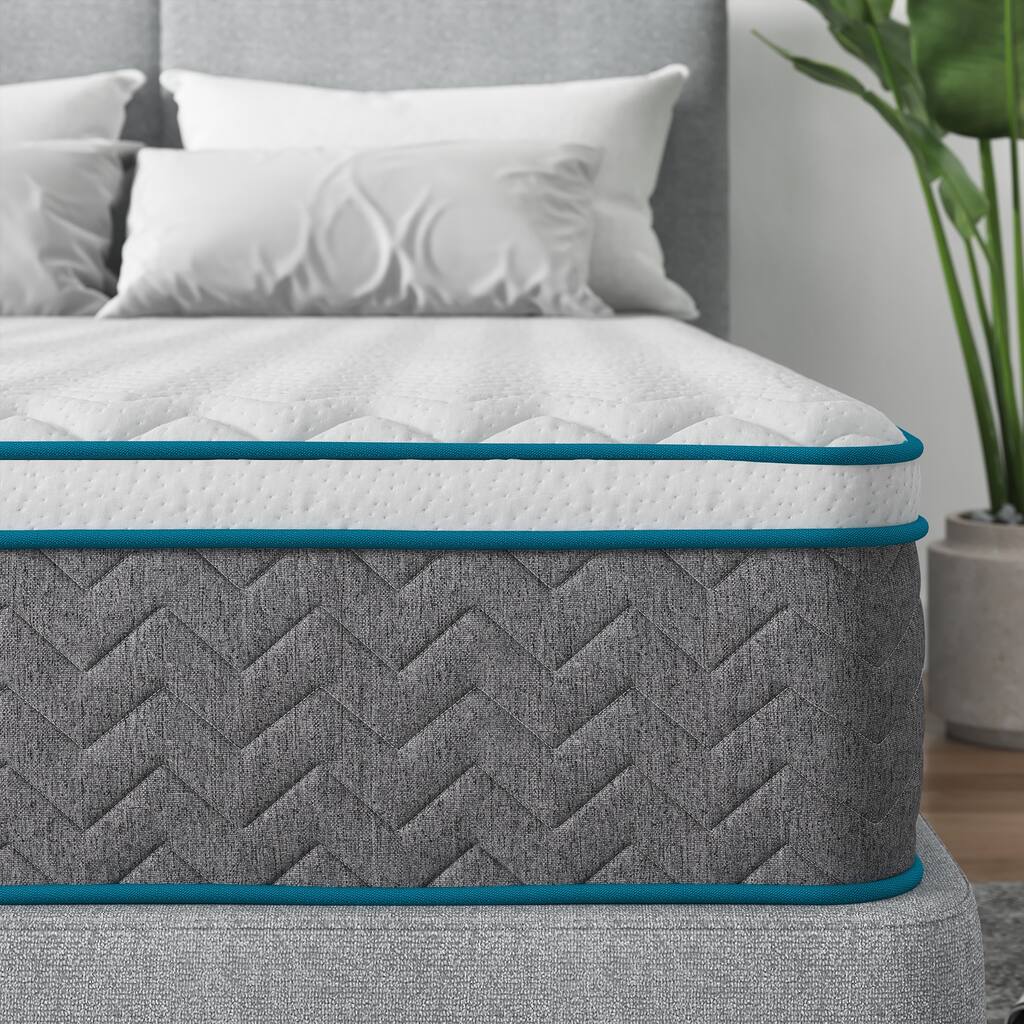 Serweet 12-inch Hybrid Memory Foam 7-Zone Pocket Innerspring Mattress - Blue