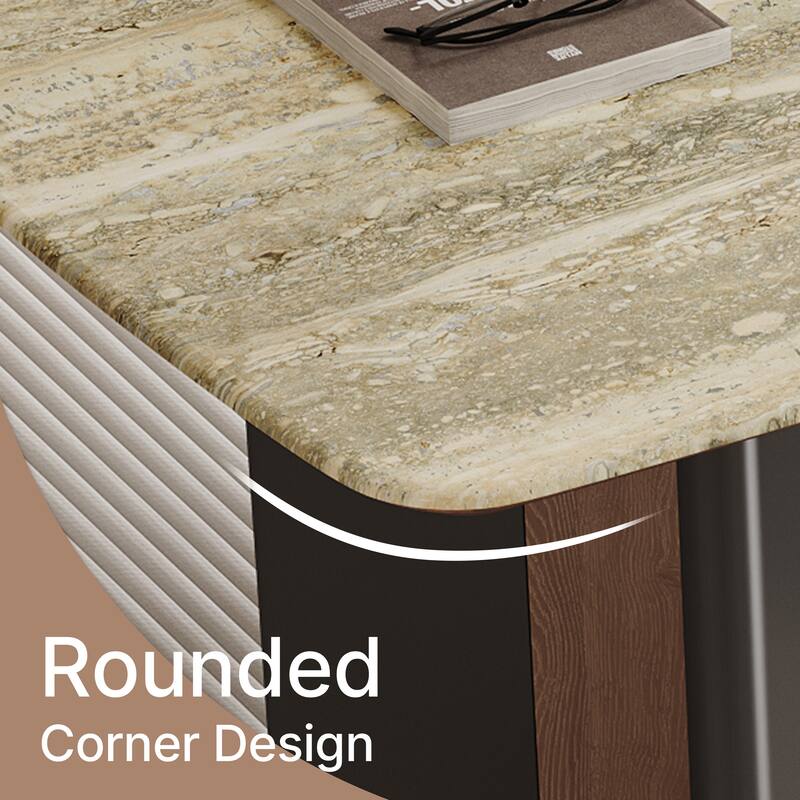 Modern 63" Retangular Wrining Desk, Faux Marble Table Top Desk With Double Legs