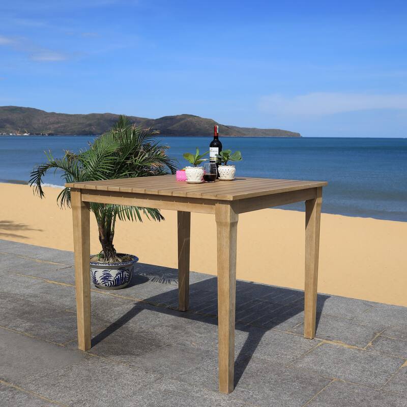 SAFAVIEH Couture Mozelle Patio Bar Table. - 44" x 44" x 38.6" - 44Wx44Dx39H - Natural
