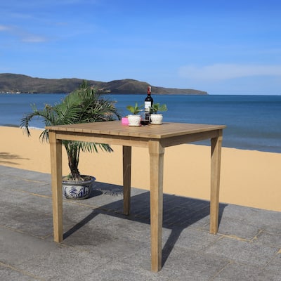 SAFAVIEH Couture Mozelle Patio Bar Table. - 44" x 44" x 38.6" - 44Wx44Dx39H
