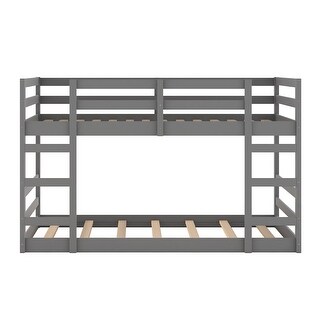 Twin Over Twin Pine Bunk Bed with Built-In Ladder & Guardrail