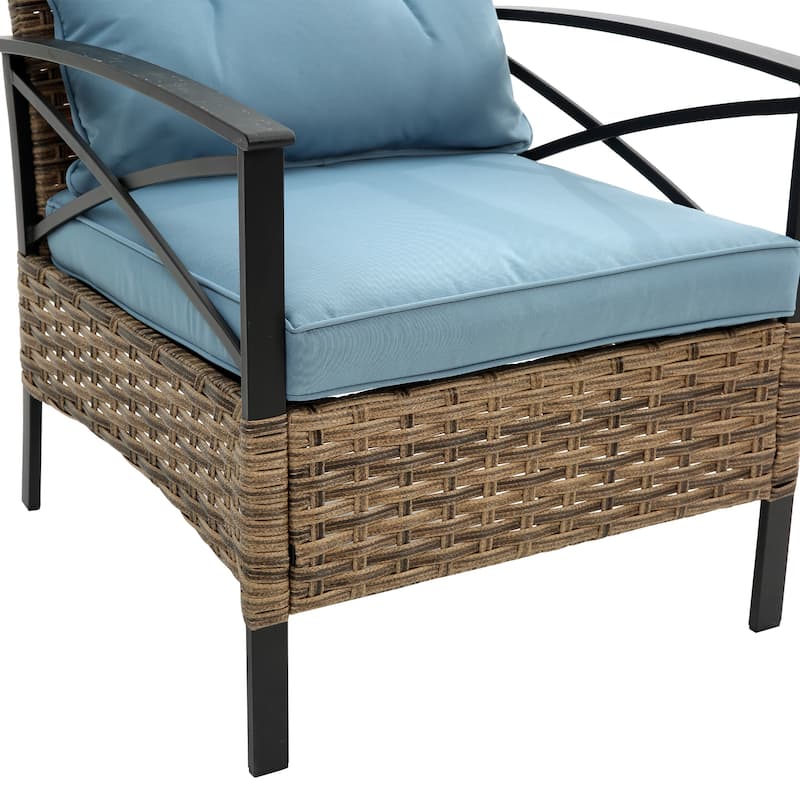 Outdoor Patio Furniture Set, 4 Piece Wicker Outdoor Conversation Set, Corner Sofa Set with Cushion and Side Table