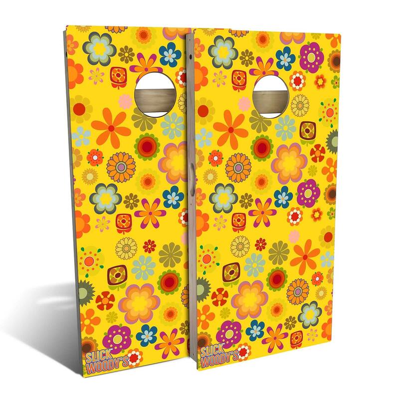 70s Flower Outdoor Cornhole Board Set - Backyard 2x4 - NO Accessories